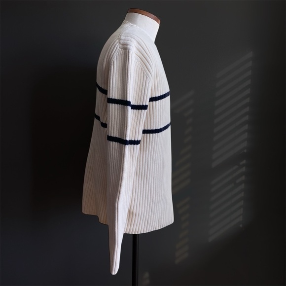 Vintage Polo Ralph Lauren Striped Sweater Chunky Knit Grandpa American Flag L - Picture 6 of 10